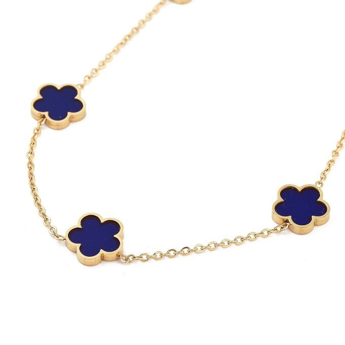 Collier de fleur en acier et résine