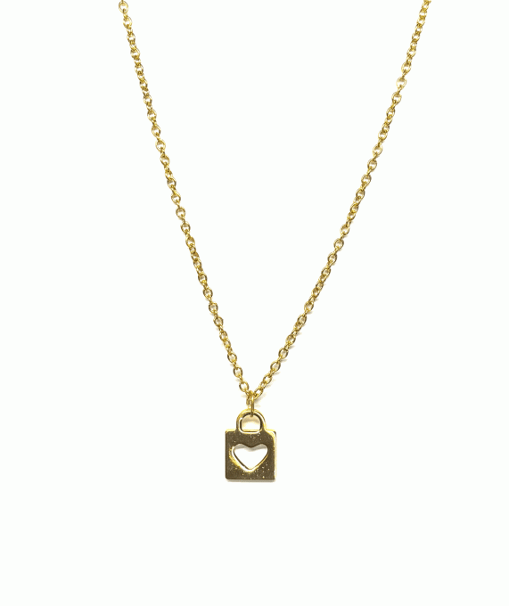 Collier et pendentif cadenas avec coeur 