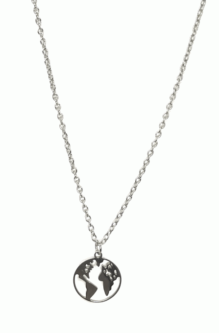 Collier et pendentif carte du monde